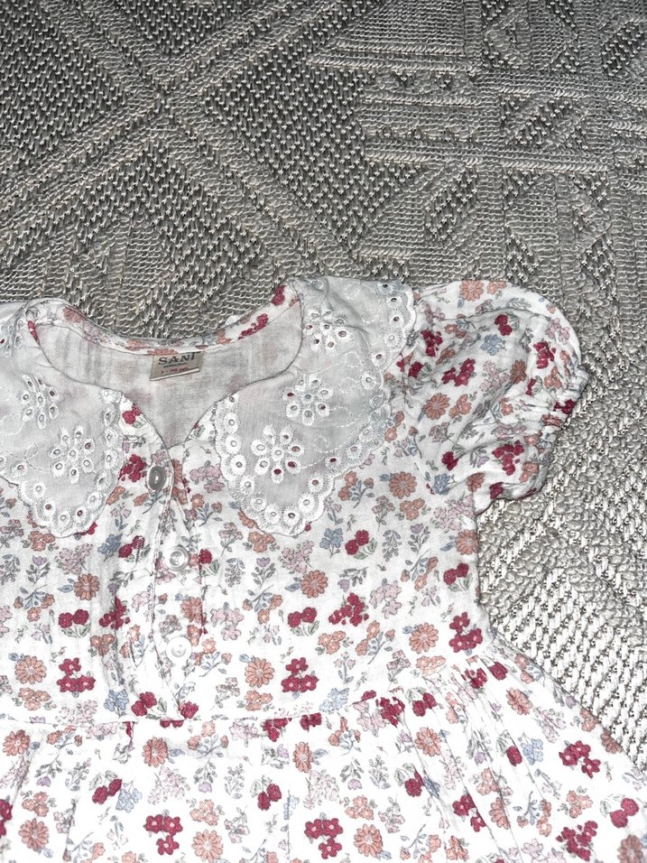 Kız Çocuk Beyaz Nakışlı Bohem Elbise - Görsel 2