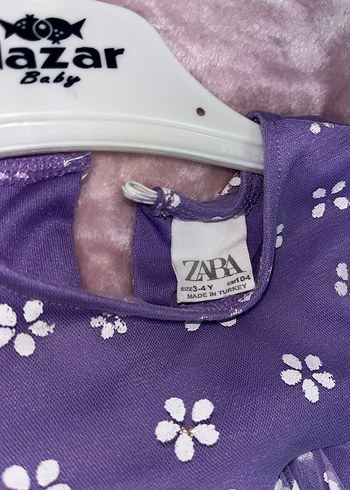 Mor Çiçekli Kız Çocuk Elbise - Görsel 3