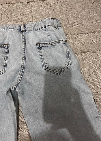 Gri Bol Kesim Midi Kot Pantolon - Görsel 6