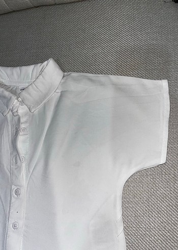 Kısa Kollu Beyaz Keten Gömlek - Görsel 3