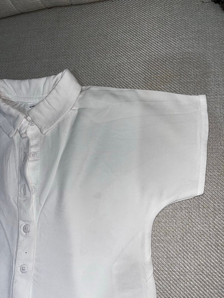 Kısa Kollu Beyaz Keten Gömlek - Görsel 3