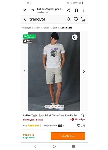 Lufian erkek şort yeni bej rengi - Görsel 2