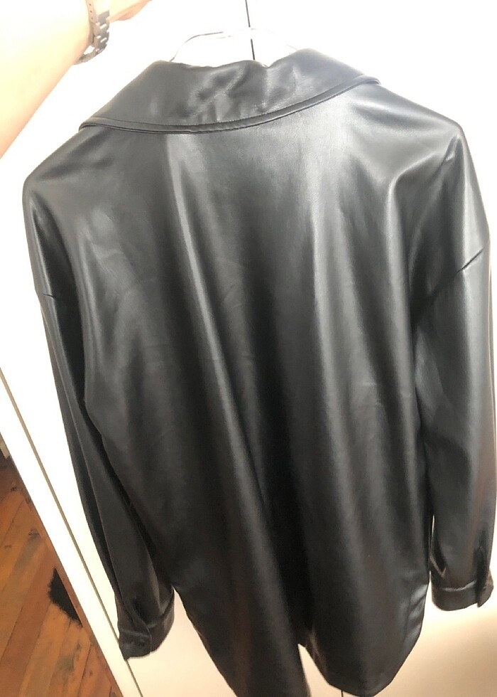 Derı ceket oversıze - Görsel 5