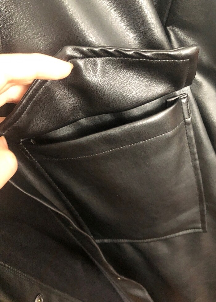 Derı ceket oversıze - Görsel 3