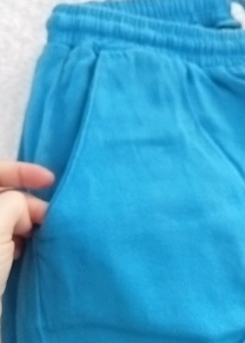 l Beden mavi Renk Mavi Rahat Kesim Keten Kadın Pantolon