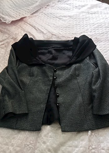 Diğer Düğmeli, Uzun Kollu Gri Midi Kadın Ceket