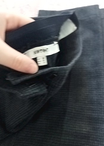 38 Beden gri Renk Gri Düğmeli Kadın Kumaş Pantolon