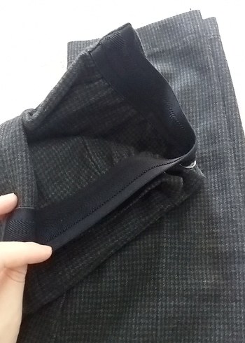 38 Beden Gri Düğmeli Kadın Kumaş Pantolon