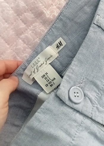 34 Beden buz mavisi keten pantolon