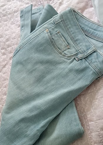 30 Beden Gri Düğmeli Midi Denim Kadın Jean