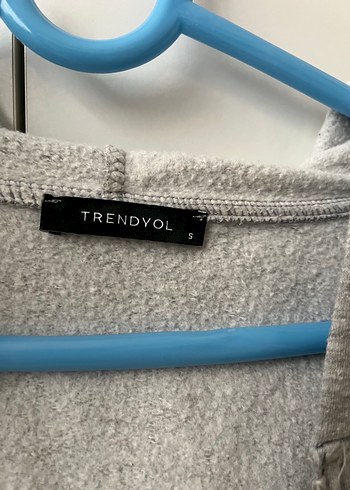s Beden gri Renk Gri Kapüşonlu Fermuarlı Kadın Sweatshirt