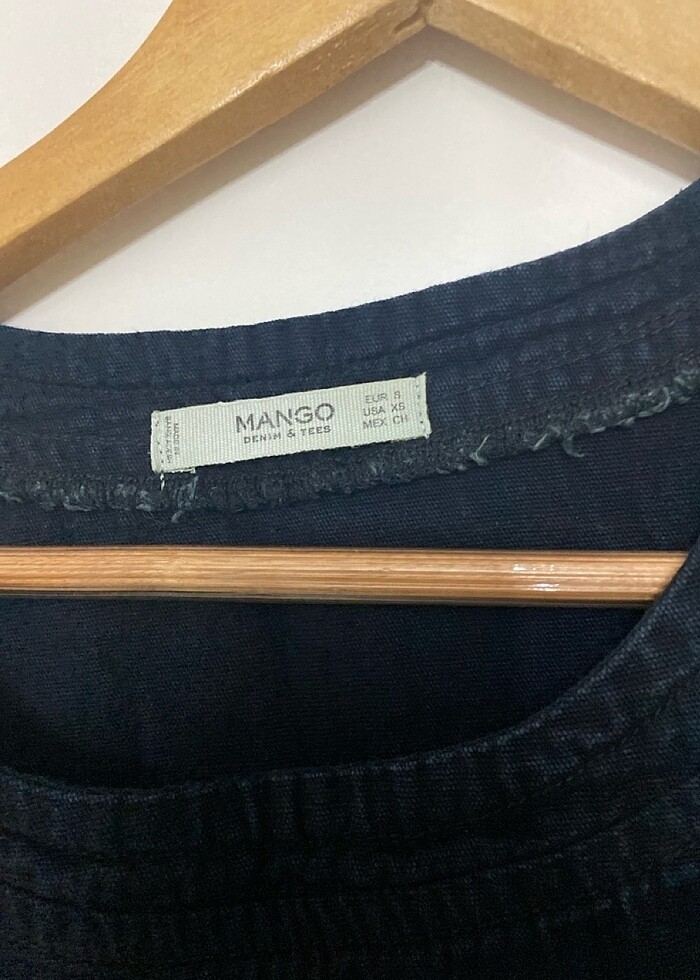 Mango siyah denim elbise - Görsel 3