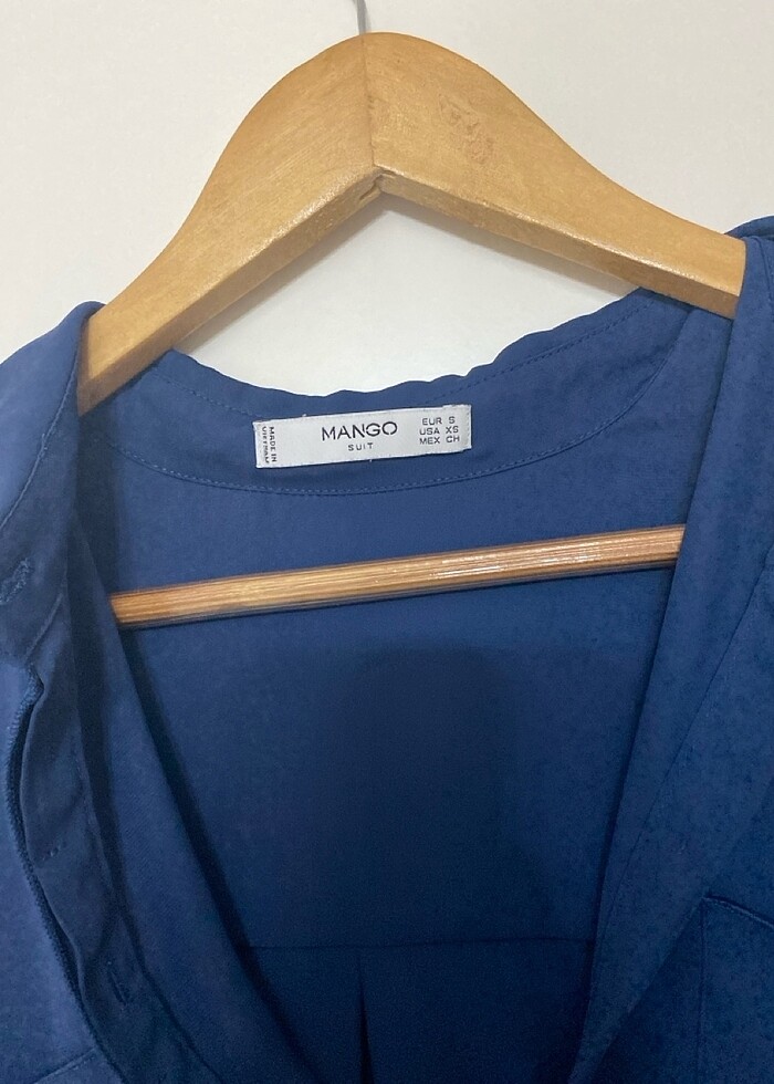 Mango lacivert gömlek saten - Görsel 2