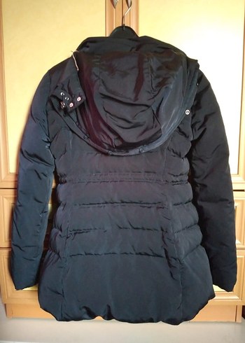 Zara Düğmeli Siyah Midi Kışlık Kadın Mont