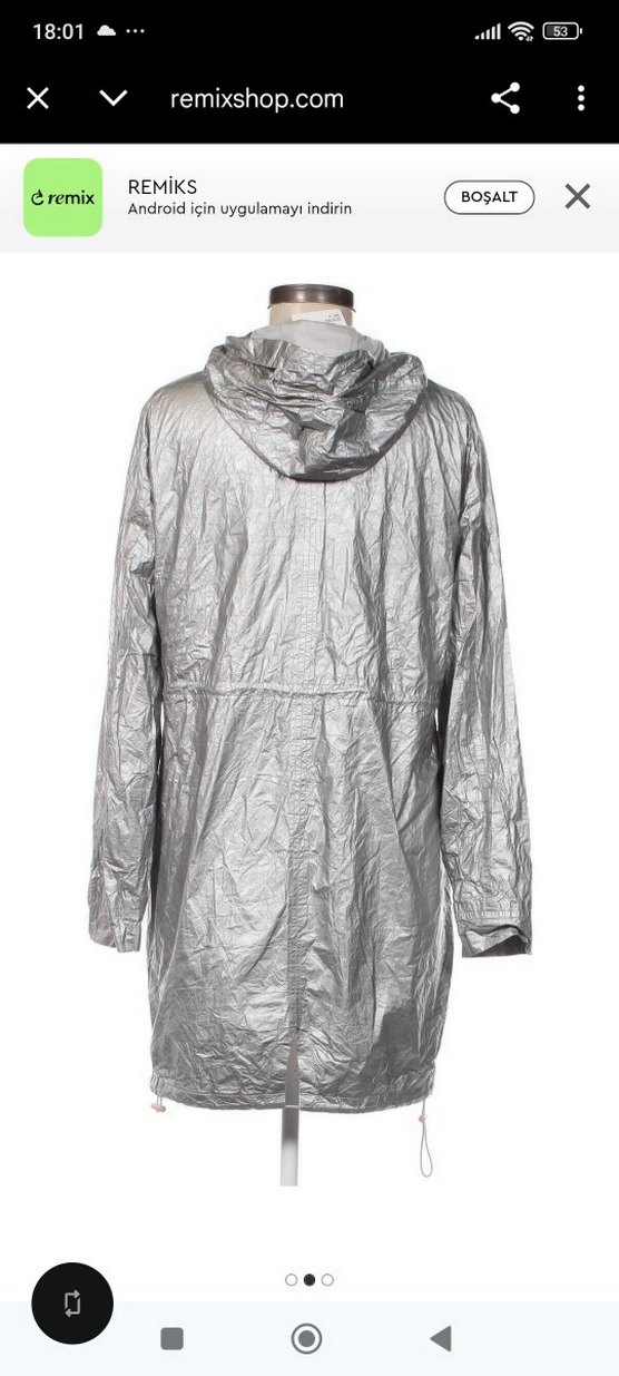 Gri Kadın Yağmurluk - Görsel 2