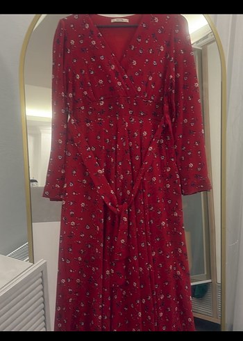 Kırmızı Bohem Uzun Kadın Elbise - Görsel 2