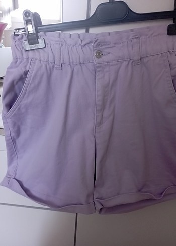 LC Waikiki Mor Yüksek Bel Keten Mini Şort