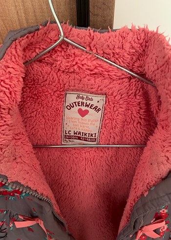 Kız Çocuk Gri Çiçekli Kapüşonlu Mont - Görsel 2