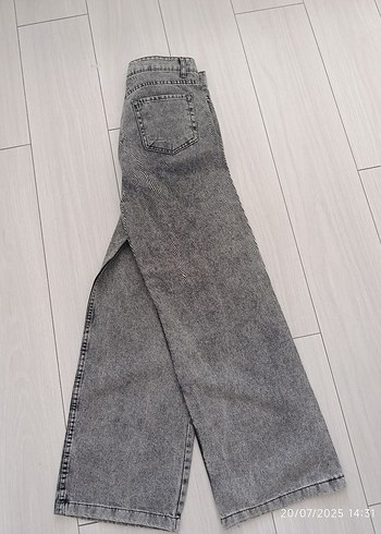 Bershka Gri Midi Kadın Kot Pantolon Kemerli