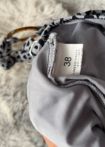 Kadın Gri Batik Desenli Mini Düğmeli Mayo - Görsel 6