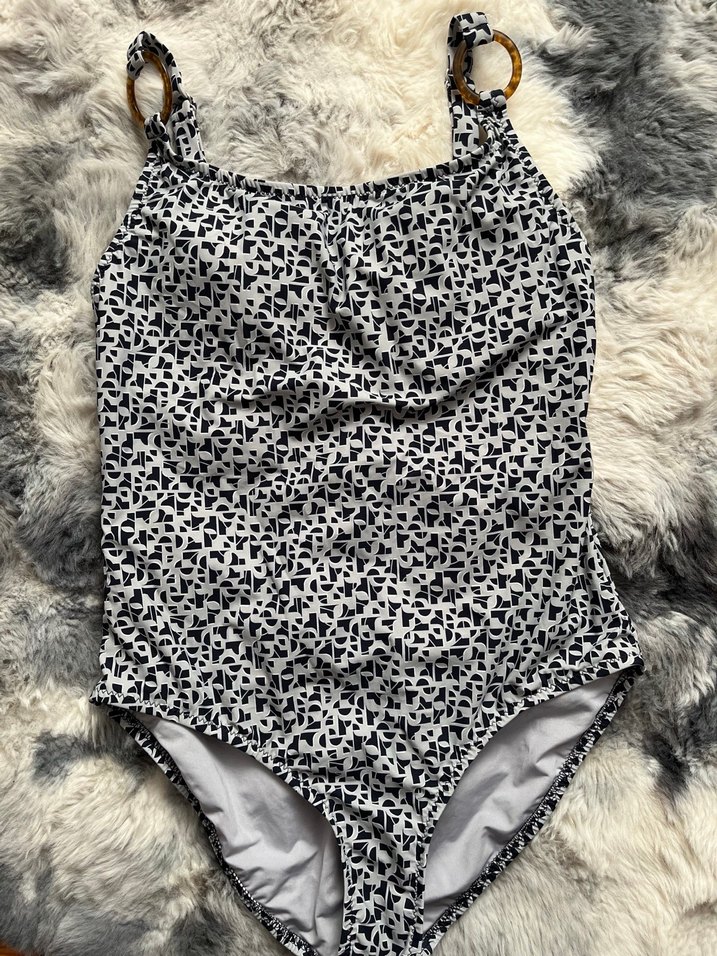 Kadın Gri Batik Desenli Mini Düğmeli Mayo - Görsel 2