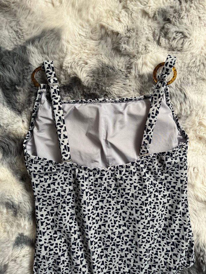 Kadın Gri Batik Desenli Mini Düğmeli Mayo - Görsel 3