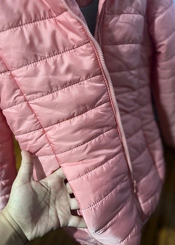 Pembe Fermuarlı cocuk montu - Görsel 3