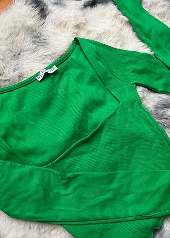 Düğmeli Yeşil Crop Top - Görsel 2