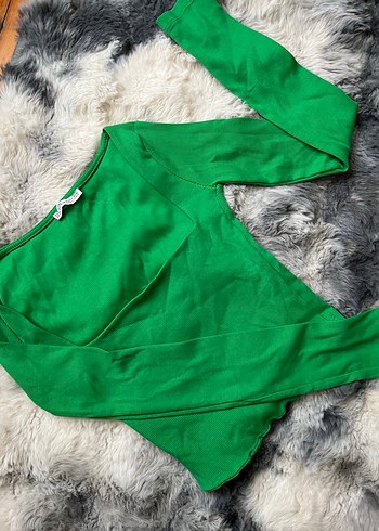 Düğmeli Yeşil Crop Top - Görsel 4