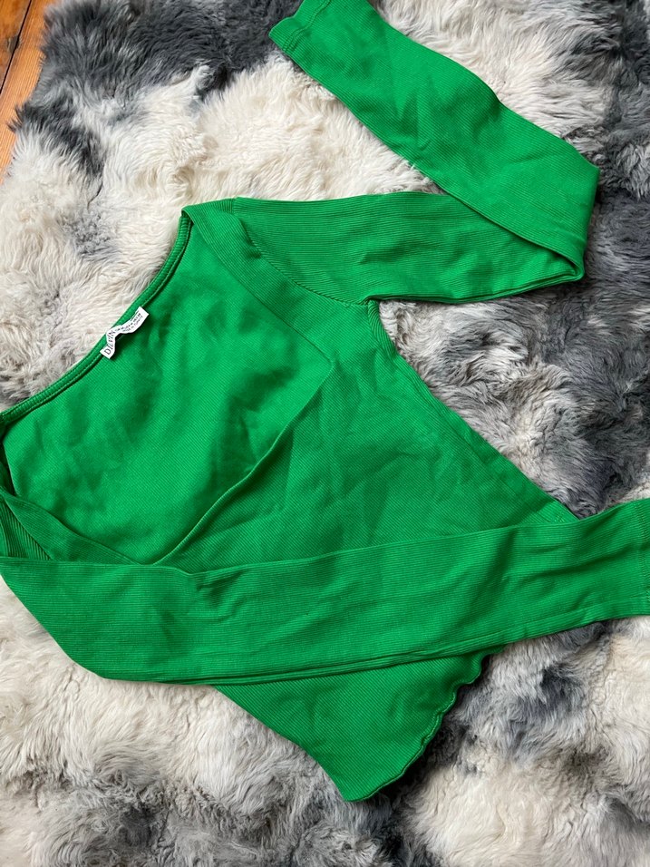 Düğmeli Yeşil Crop Top - Görsel 4