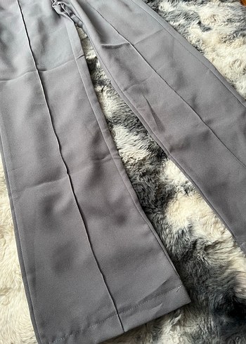 Gri Pilili Kadın Kumaş Pantolon - Görsel 4