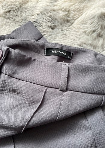 Gri Pilili Kadın Kumaş Pantolon - Görsel 3