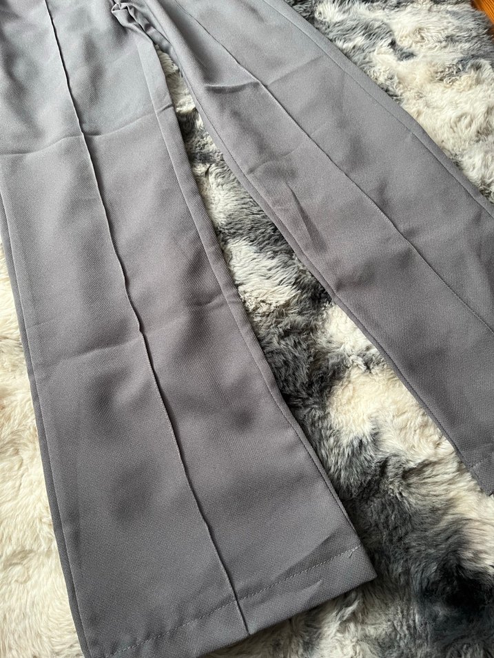 Gri Pilili Kadın Kumaş Pantolon - Görsel 4