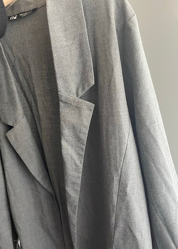 Gri Keten Kadın Blazer Ceket - Görsel 5