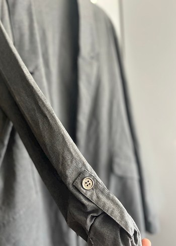 Gri Keten Kadın Blazer Ceket - Görsel 2