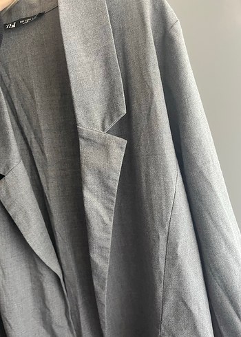 Gri Keten Kadın Blazer Ceket - Görsel 4