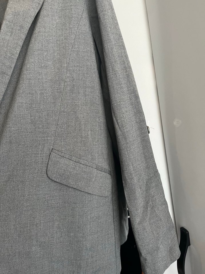 Gri Keten Kadın Blazer Ceket - Görsel 3