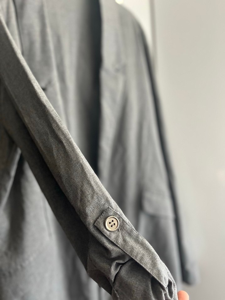 Gri Keten Kadın Blazer Ceket - Görsel 2