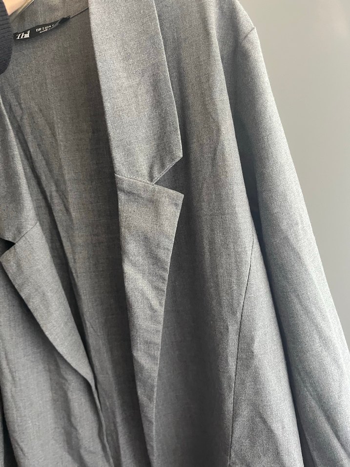 Gri Keten Kadın Blazer Ceket - Görsel 4