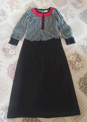 Zebra Desenli Düğmeli Uzun elbise - Görsel 2