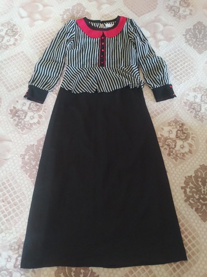 Zebra Desenli Düğmeli Uzun elbise - Görsel 2