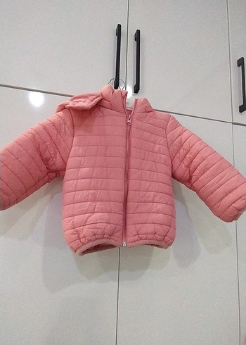 Kız Çocuk Pembe Kapüşonlu Fermuarlı Mont