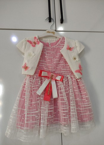 Pembe Dantel Detaylı Kız Elbisesi