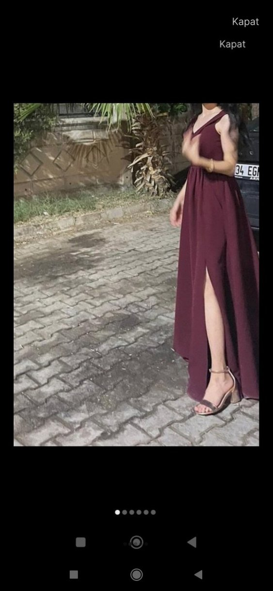 Bordo Uzun Drapeli Gotik Kadın Abiye - Görsel 2