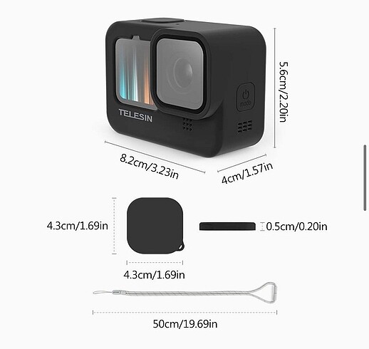 TELESİN MARKA GOPRO KILIFI HERO9/10 (Siyah) - Görsel 5