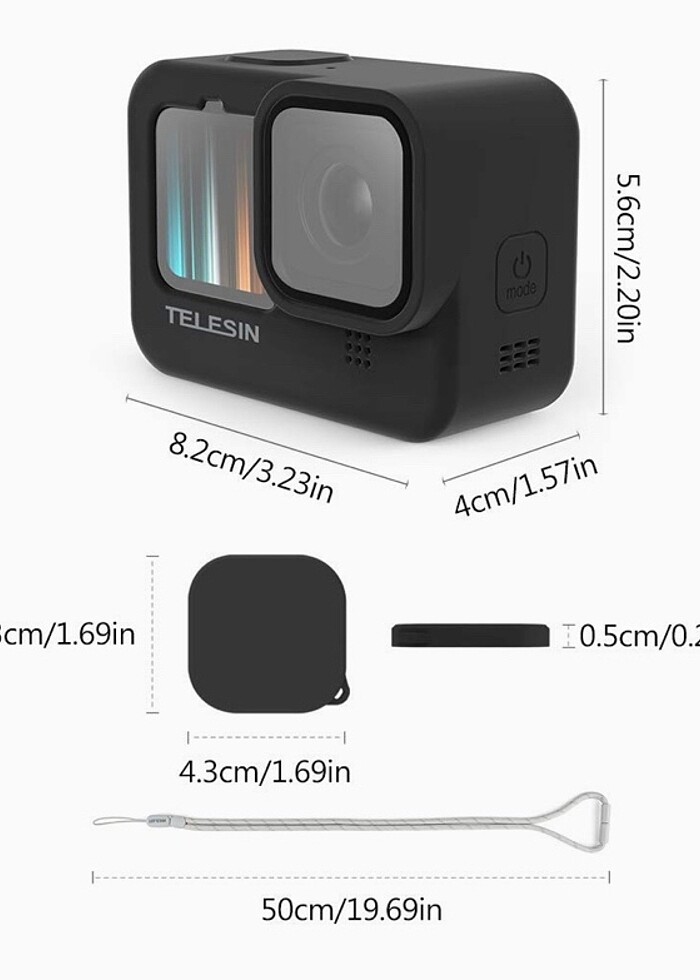 TELESİN MARKA GOPRO KILIFI HERO9/10 (Siyah) - Görsel 5