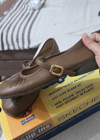 Kahverengi Tokalı Kadın Dolgu Topuk Babet - Görsel 2