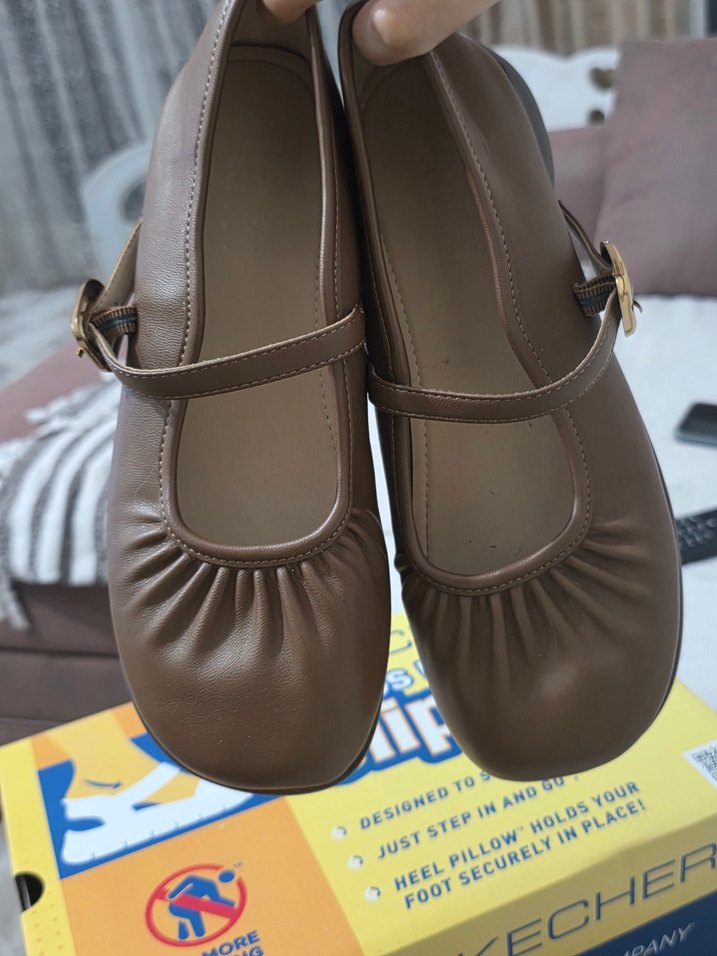 Kahverengi Tokalı Kadın Dolgu Topuk Babet - Görsel 4