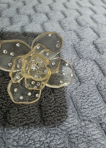 Bej Işıltılı Cam Çiçek Yüzük - Görsel 5