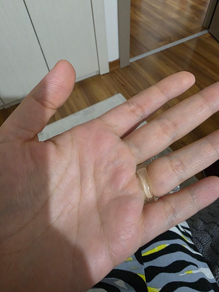 Bej Işıltılı Cam Çiçek Yüzük - Görsel 2